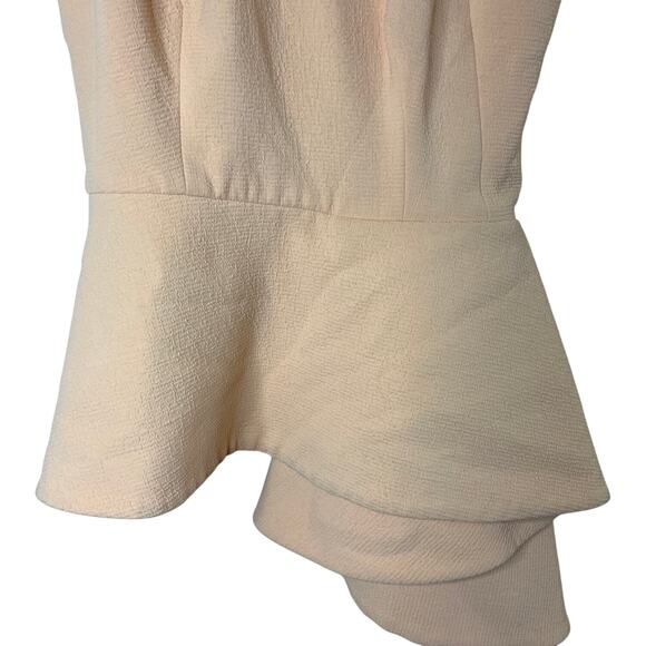 Anthropologie C/MEO COLLECTIVE Asymmetric Ruffle Coral Peach Fools Gold Top - Picture 14 of 14